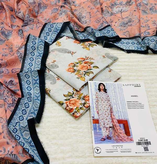 SAPPHIRE LAWN DIGITAL PRINT 3PC D01