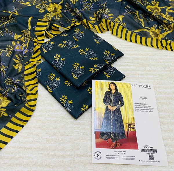 SAPPHIRE LAWN DIGITAL PRINT 3PC D03