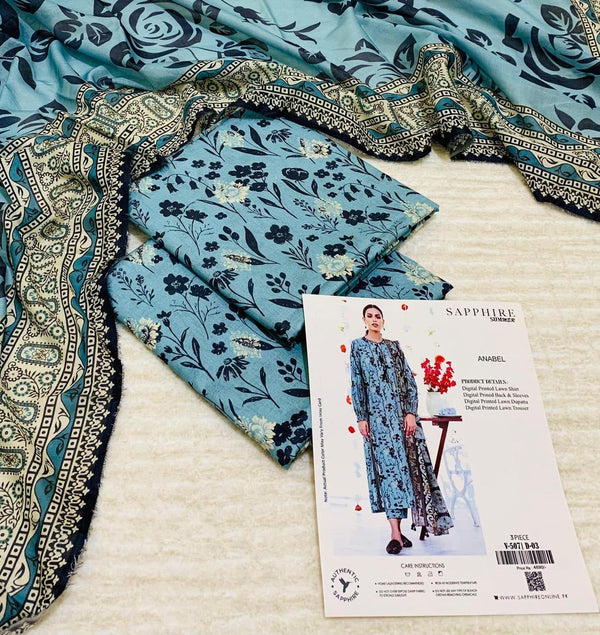 SAPPHIRE LAWN DIGITAL PRINT 3PC D06